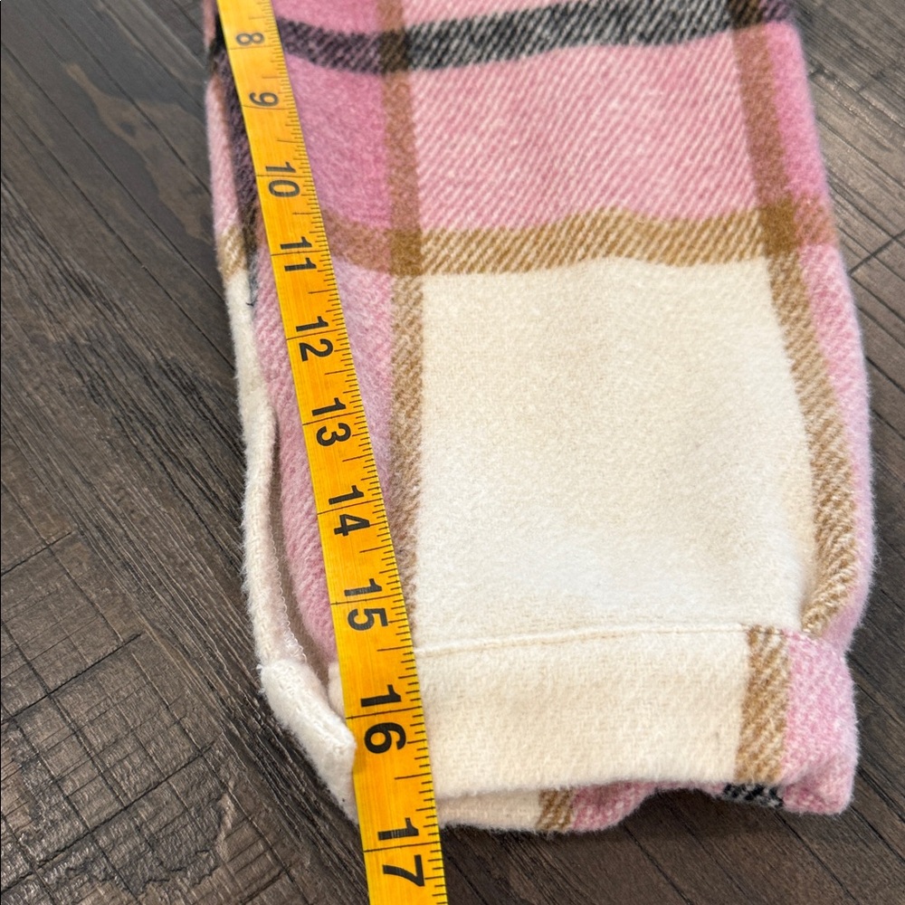 Women’s Plaid Shacket Shirt Pink and Cream Soft Long Sleeve Winter Top S - Picture 16 of 16